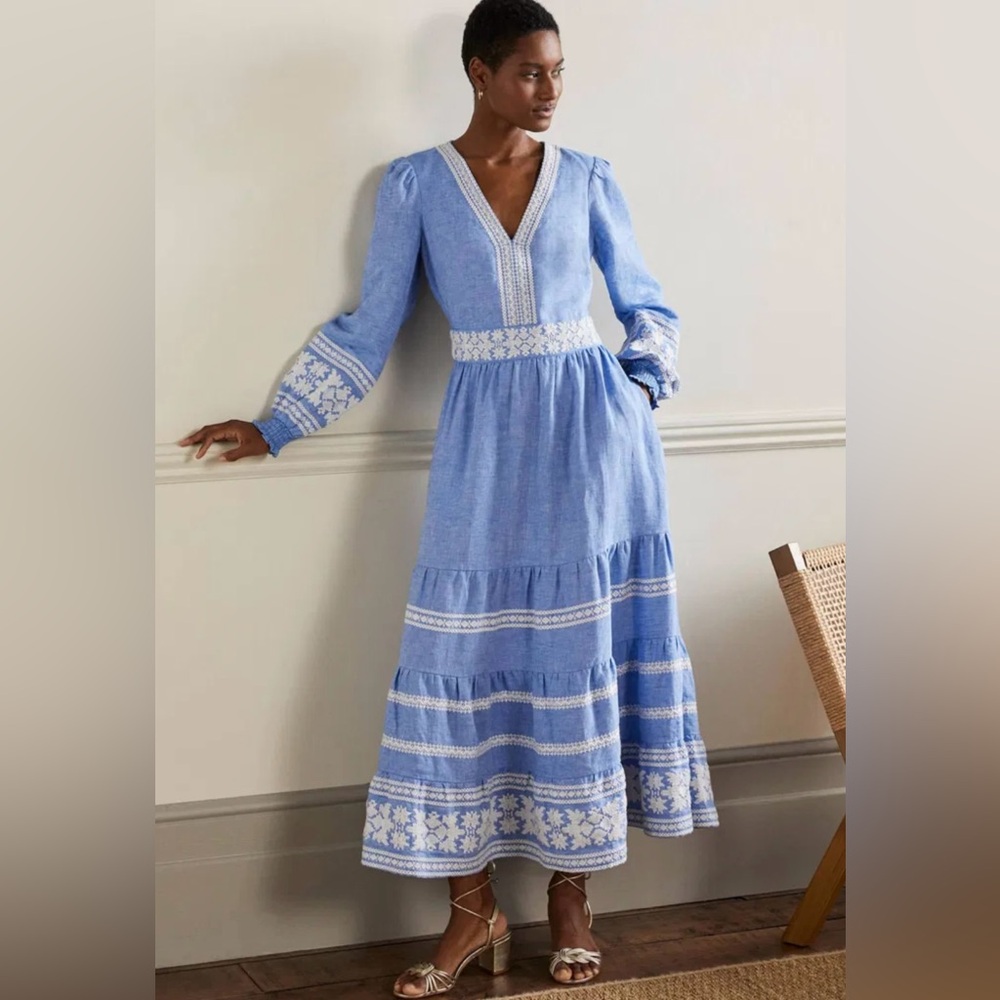 Boden Nadia Embroidered Maxi Dress. Size 2